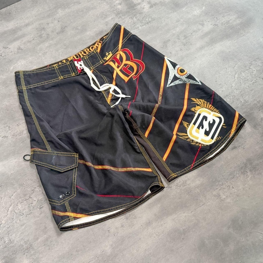 Y2K 2000's 00's TJay Burrow Signature Black Baggy Relax Fit Wide Board Short's